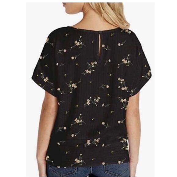 Buffalo David Bitton Black Floral Women's Short Sleeve Top Blouse Plus Size XL - Picture 2 of 7